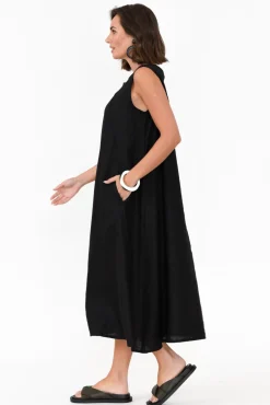 Linen Dresses<Tirelli Brielle Black Linen Dress
