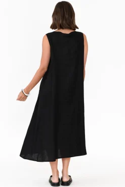 Linen Dresses<Tirelli Brielle Black Linen Dress
