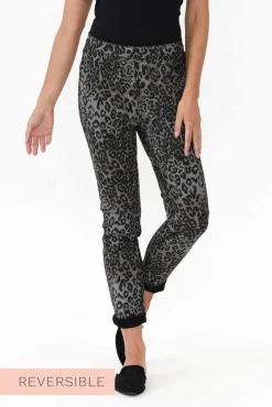 Pants<Threadz Brody Black Leopard Reversible Stretch Pant