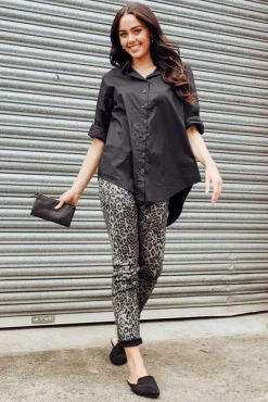 Pants<Threadz Brody Black Leopard Reversible Stretch Pant