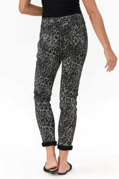 Pants<Threadz Brody Black Leopard Reversible Stretch Pant