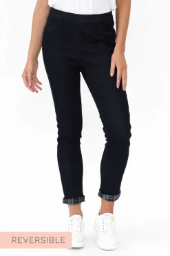 Pants<Threadz Brody Navy Check Reversible Stretch Pant