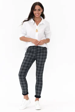 Pants<Threadz Brody Navy Check Reversible Stretch Pant