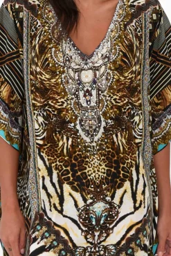 Above Knee Dresses<Fashion Spectrum Brown Cheetah Silk Kaftan