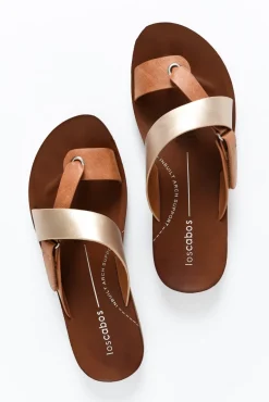 Slides<Los Cabos Bry Gold Tan Multi Strap Slide