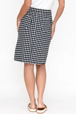 Skirts<Foil Brynn Navy Check Cotton Blend Skirt