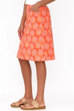 Skirts<Foil Brynn Orange Spot Cotton Blend Skirt