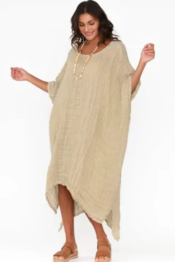 Linen Dresses<Rustic Linen Buffy Natural Linen Kaftan