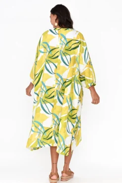 Linen Dresses<Tirelli Burnett Yellow Garden Linen Pocket Dress