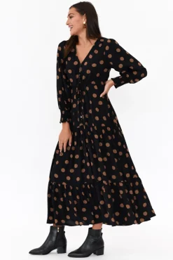 Maxi Dresses<Silver Wishes Butler Black Spot Tie Maxi Dress