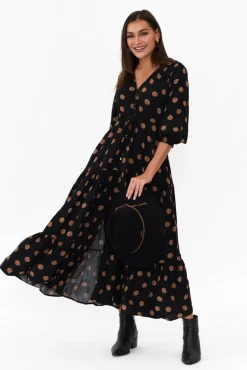 Maxi Dresses<Silver Wishes Butler Black Spot Tie Maxi Dress