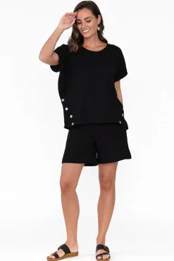 Cotton Tops<Threadz Byron Black Cotton Button Top