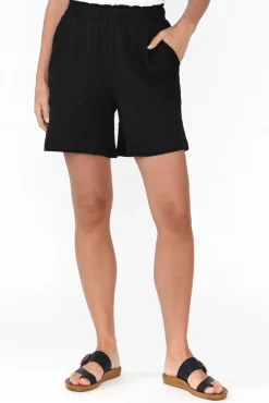 Shorts<Threadz Byron Black Cotton Shorts