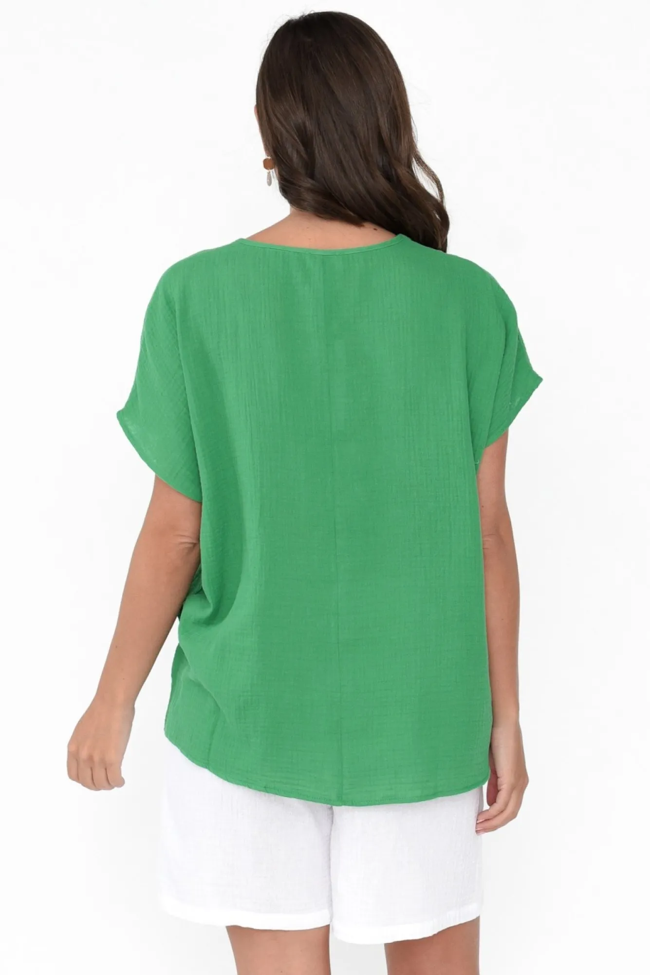 Cotton Tops<Threadz Byron Green Cotton Button Top