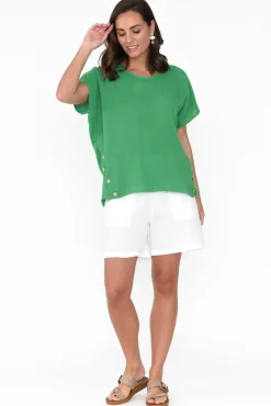 Cotton Tops<Threadz Byron Green Cotton Button Top