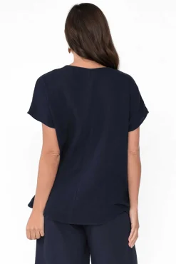 Cotton Tops<Threadz Byron Navy Cotton Button Top