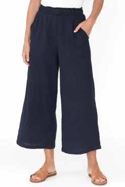 Pants<Threadz Byron Navy Cotton Pocket Pant
