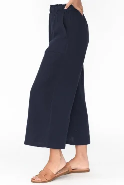 Pants<Threadz Byron Navy Cotton Pocket Pant