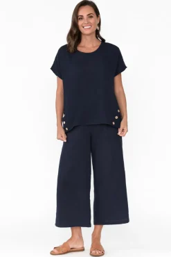 Pants<Threadz Byron Navy Cotton Pocket Pant