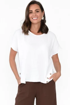 Cotton Tops<Threadz Byron White Cotton Button Top