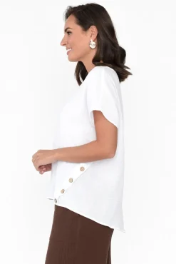 Cotton Tops<Threadz Byron White Cotton Button Top