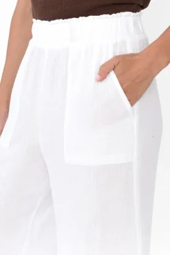 Pants<Threadz Byron White Cotton Pocket Pant