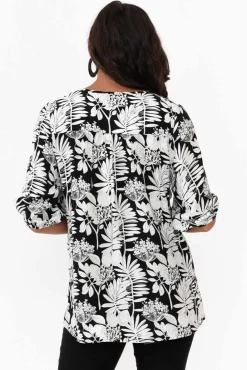 Sleeved Tops<Willow Tree Cahill Black Garden Tassel Tie Top