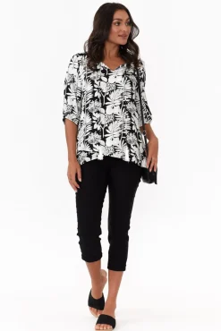 Sleeved Tops<Willow Tree Cahill Black Garden Tassel Tie Top