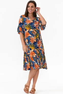 Cotton Dresses<One Summer Calla Orange Garden Crinkle Dress