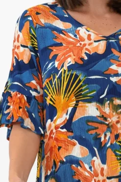 Cotton Dresses<One Summer Calla Orange Garden Crinkle Dress