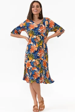 Cotton Dresses<One Summer Calla Orange Garden Crinkle Dress