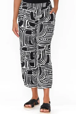 Pants<Foil Callie Black Geo Linen Pant