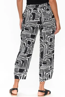 Pants<Foil Callie Black Geo Linen Pant
