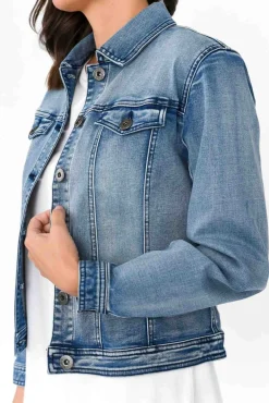 Jackets<Cafe Latte Camille Blue Denim Jacket