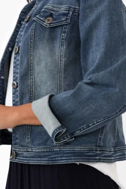 Jackets<Cafe Latte Camille Dark Denim Jacket