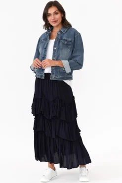 Jackets<Cafe Latte Camille Dark Denim Jacket