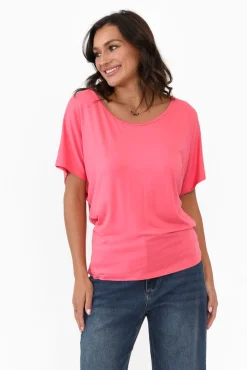 Sleeved Tops<Betty Basics Candy Pink Maui Tee