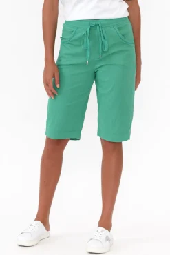 Shorts<Cafe Latte Cara Green Cotton Drawstring Shorts