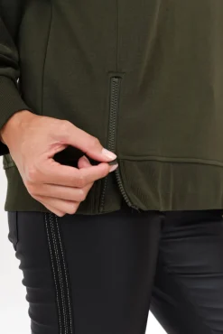 Cotton Tops<Betty Basics Cari Dark Olive Crew Jumper