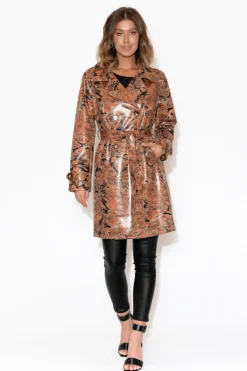 Jackets<Holmes u0026 Fallon Carissa Tan Snake Coat