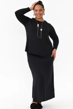 Sleeved Tops<Tani Carla Black Micro Modal Top