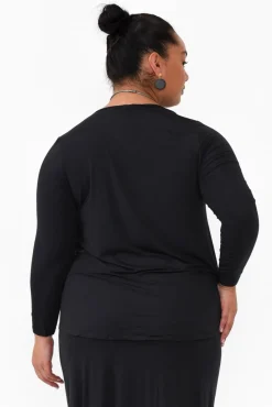 Sleeved Tops<Tani Carla Black Micro Modal Top