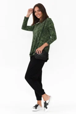 Sleeved Tops<Tani Carla Green Tiger Micro Modal Top