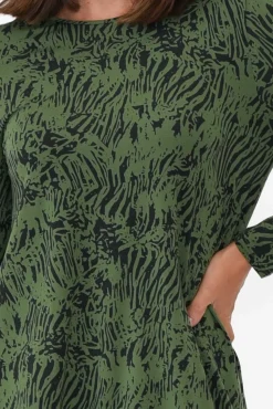 Sleeved Tops<Tani Carla Green Tiger Micro Modal Top