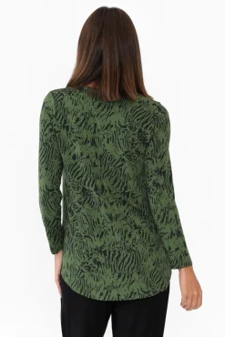 Sleeved Tops<Tani Carla Green Tiger Micro Modal Top