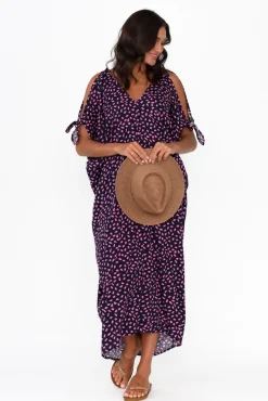 Maxi Dresses<Hourglass Carla Pink Fleck Cold Shoulder Kaftan