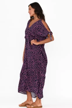 Maxi Dresses<Hourglass Carla Pink Fleck Cold Shoulder Kaftan