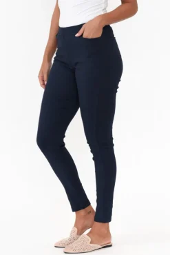 Pants<Willow Tree Carlos Navy Fleece Stretch Pant