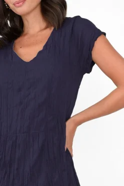 Cotton Dresses<Namastai Carmen Navy Crinkle Cotton Dress