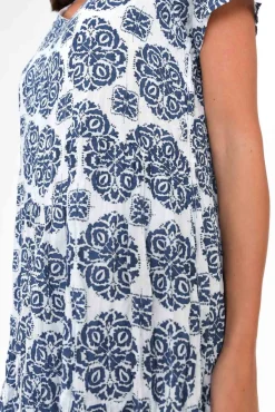 Cotton Dresses<Namastai Carmen Navy Fiesta Crinkle Cotton Dress